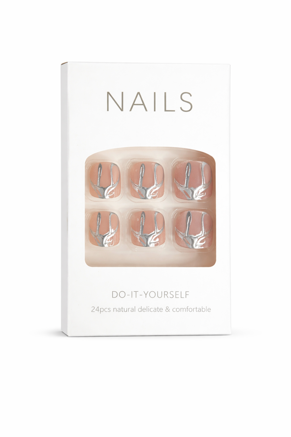 Silver Swan Design Press-On Toenails (24 Pcs) – Premium DIY Look