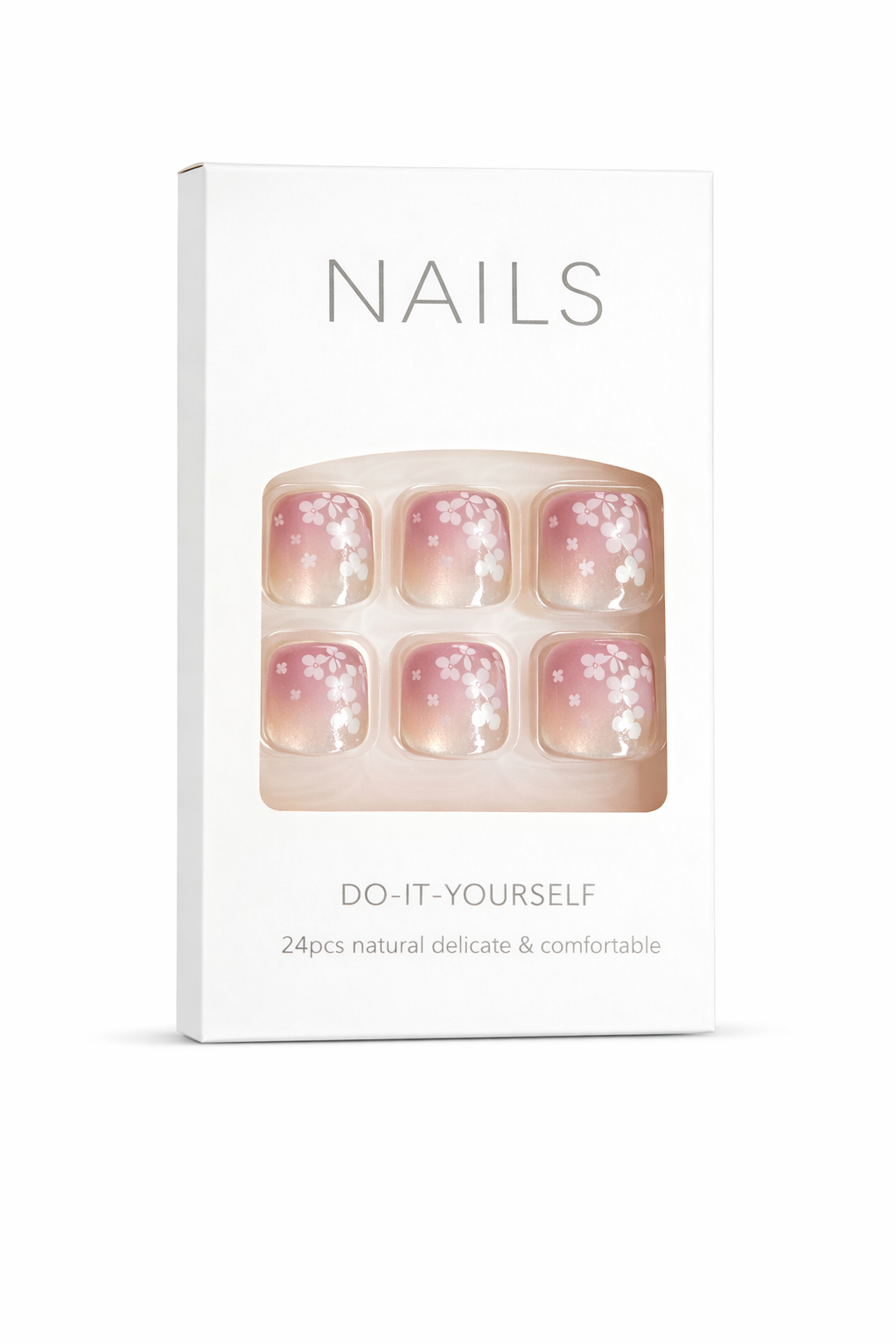 Pink Gradient Cherry Blossom Press-On Toenails (24 Pcs) – Floral DIY Style
